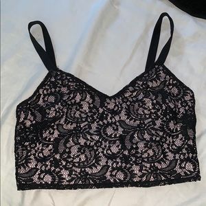 Express Black Lace Crop Top